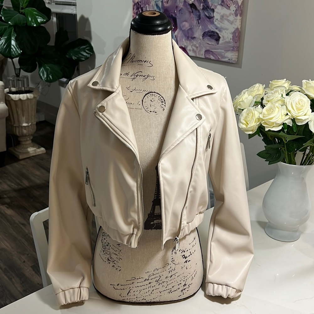 Cream chic biker jacket